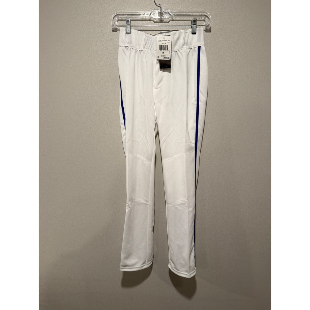 Adidas Incite Pro Piped Open Hem Baseball Pants White Royal Blue Kids Medium NEW